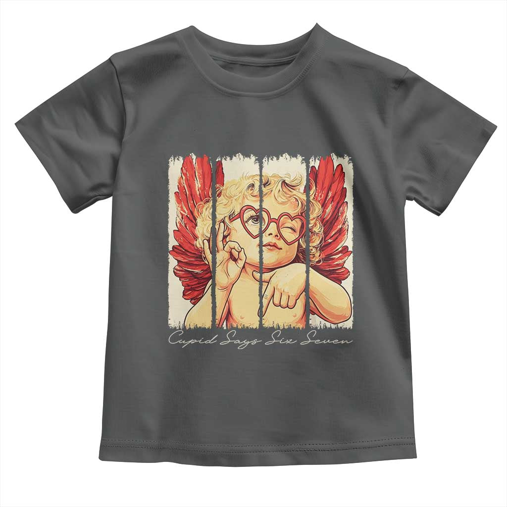 Retro Cupid Says Six Seven Toddler T Shirt 67 Valentines Day