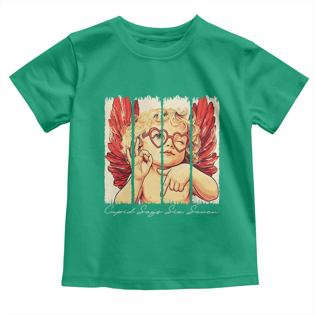 Retro Cupid Says Six Seven Toddler T Shirt 67 Valentines Day