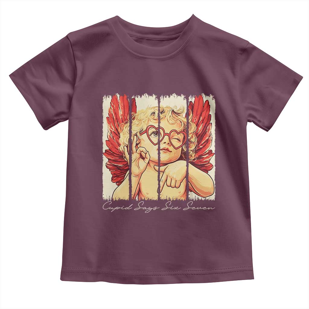 Retro Cupid Says Six Seven Toddler T Shirt 67 Valentines Day