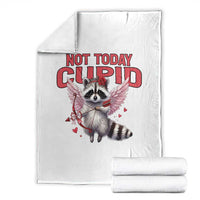 Funny Raccoon Cupid Anti Valentine Throw Blanket Not Today Cupid