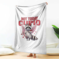 Funny Raccoon Cupid Anti Valentine Throw Blanket Not Today Cupid
