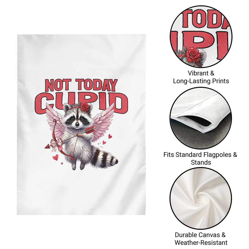 Funny Raccoon Cupid Anti Valentine Garden Flag Not Today Cupid