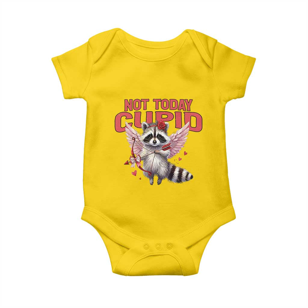 Funny Raccoon Cupid Anti Valentine Baby Onesie Not Today Cupid