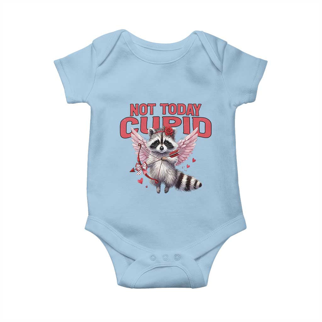 Funny Raccoon Cupid Anti Valentine Baby Onesie Not Today Cupid