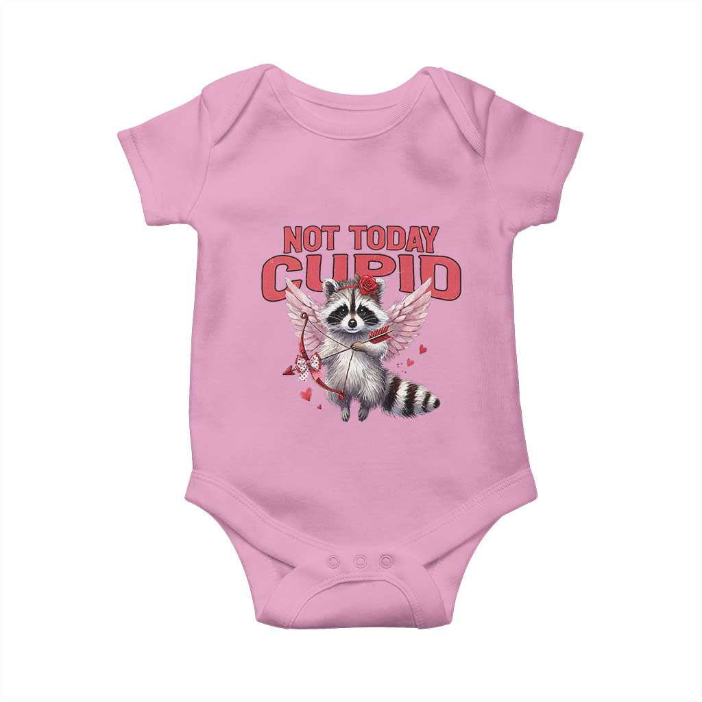Funny Raccoon Cupid Anti Valentine Baby Onesie Not Today Cupid