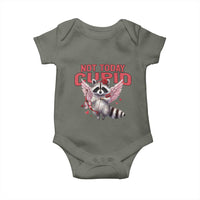 Funny Raccoon Cupid Anti Valentine Baby Onesie Not Today Cupid