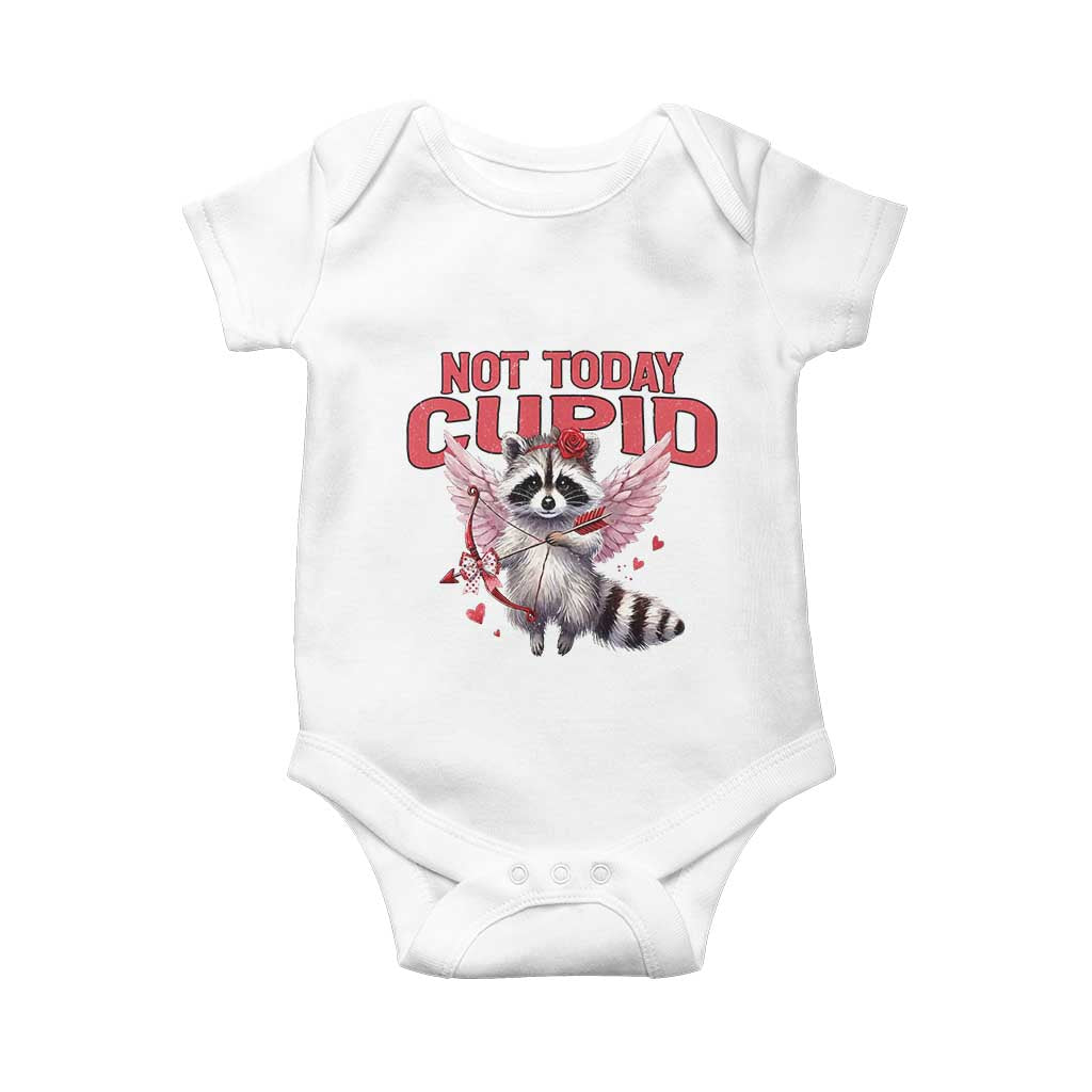 Funny Raccoon Cupid Anti Valentine Baby Onesie Not Today Cupid