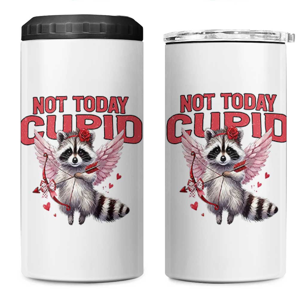 Funny Raccoon Cupid Anti Valentine 4 in 1 Can Cooler Tumbler Not Today Cupid