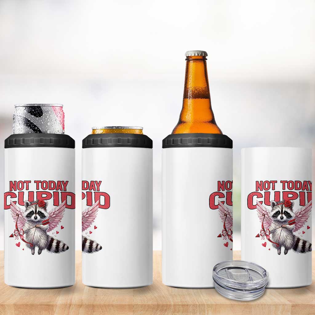 Funny Raccoon Cupid Anti Valentine 4 in 1 Can Cooler Tumbler Not Today Cupid