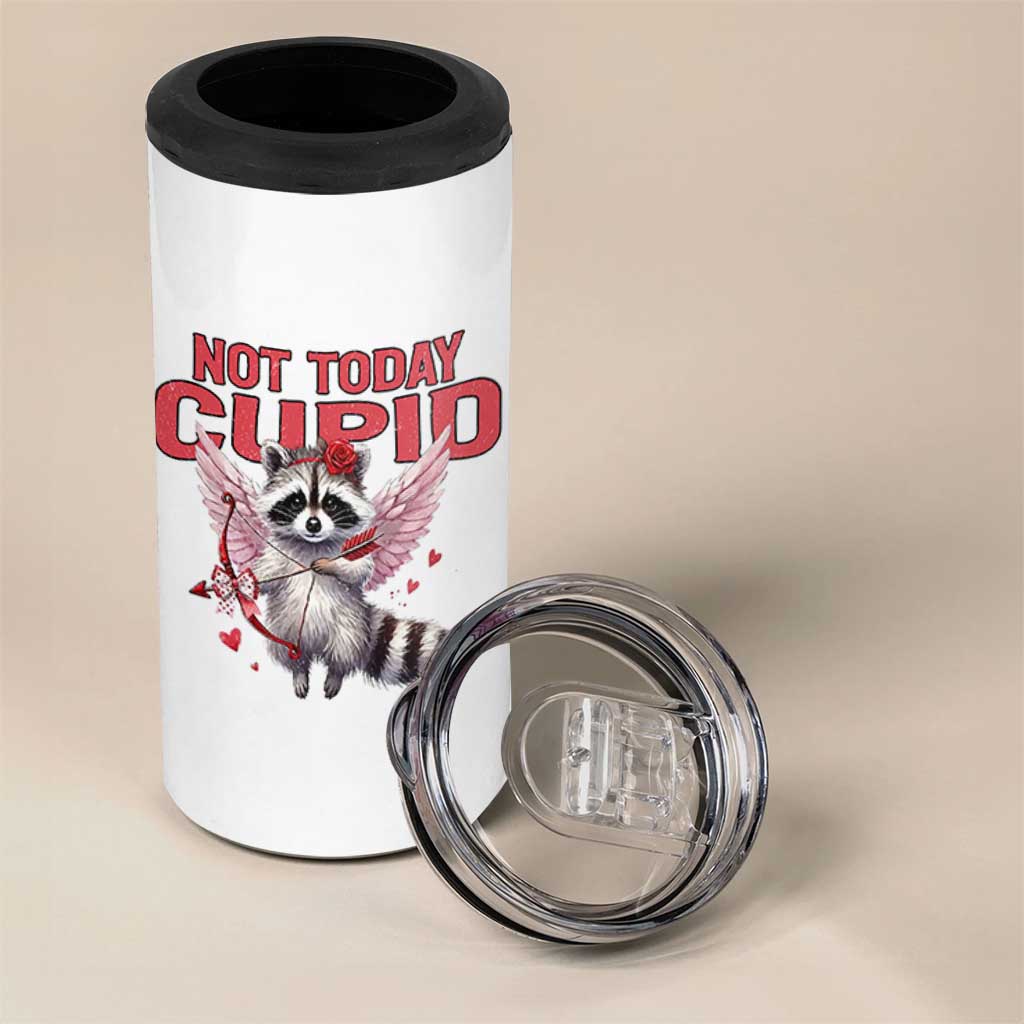 Funny Raccoon Cupid Anti Valentine 4 in 1 Can Cooler Tumbler Not Today Cupid