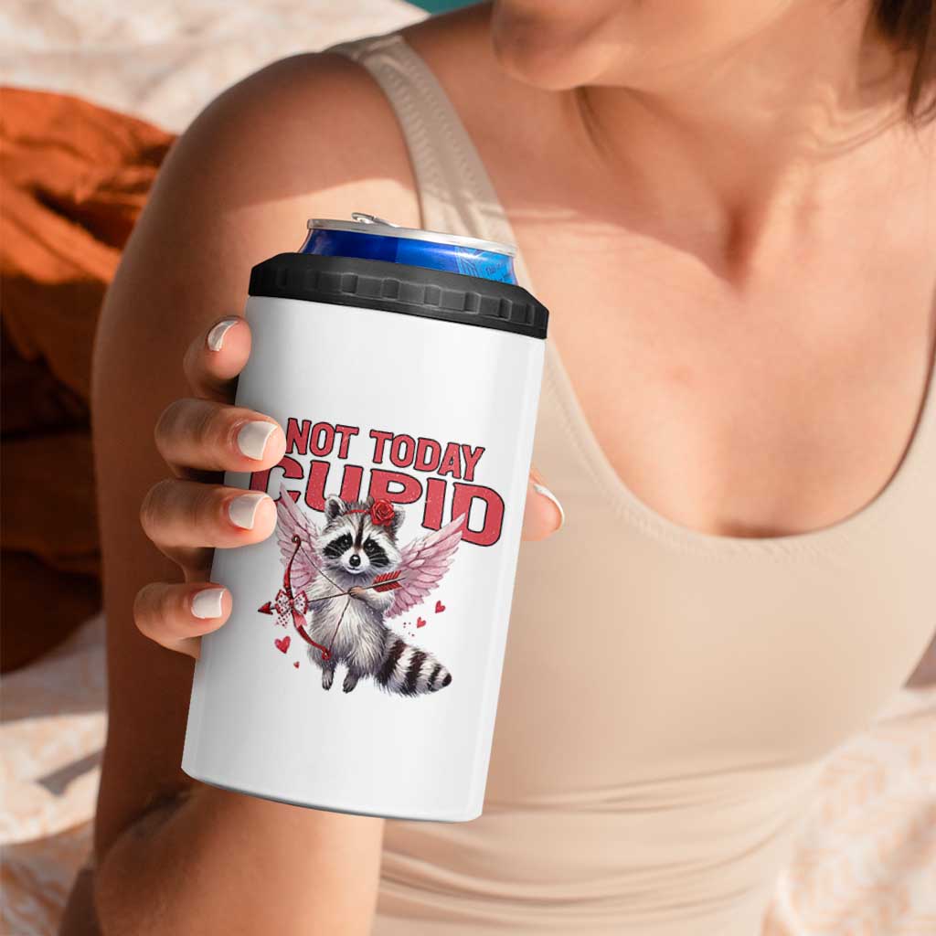 Funny Raccoon Cupid Anti Valentine 4 in 1 Can Cooler Tumbler Not Today Cupid