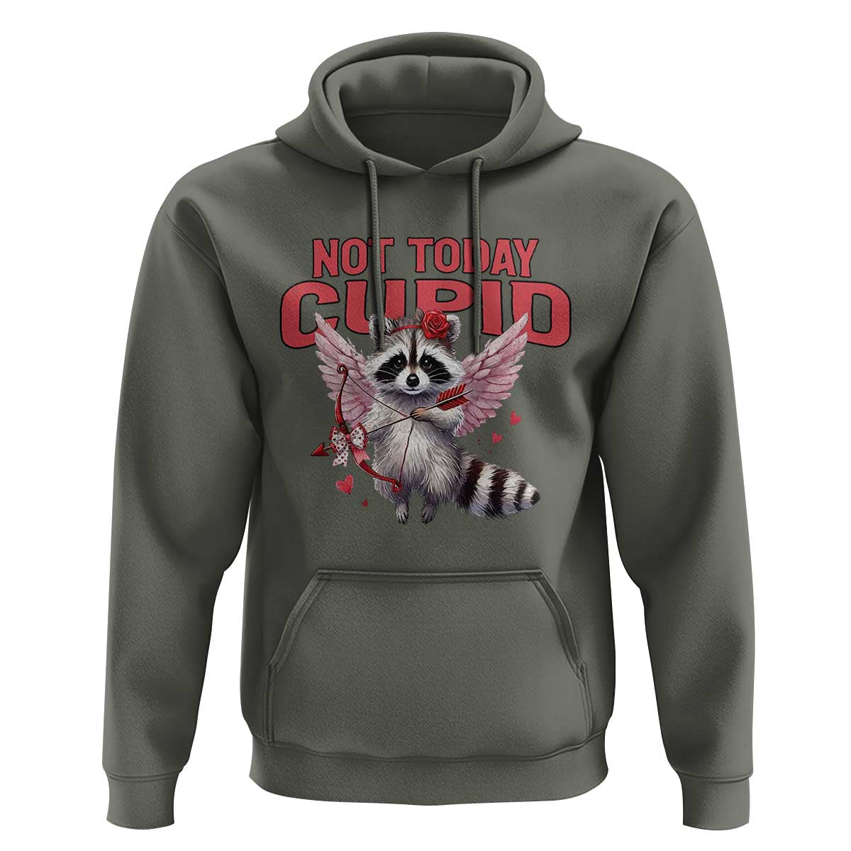 Funny Raccoon Cupid Anti Valentine Hoodie Not Today Cupid