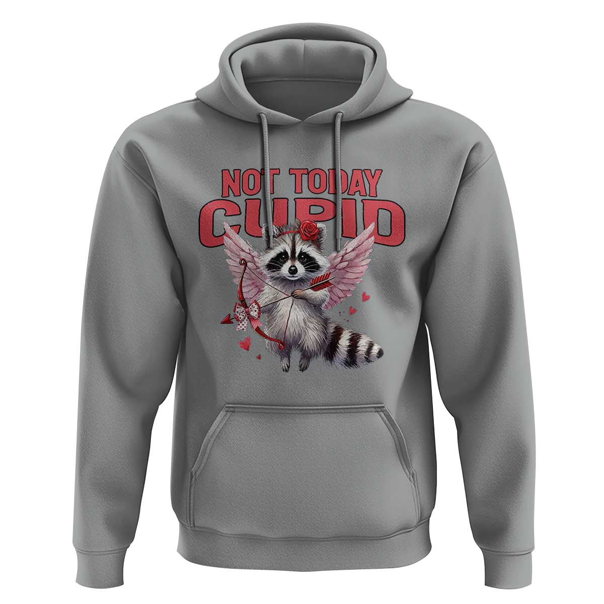 Funny Raccoon Cupid Anti Valentine Hoodie Not Today Cupid