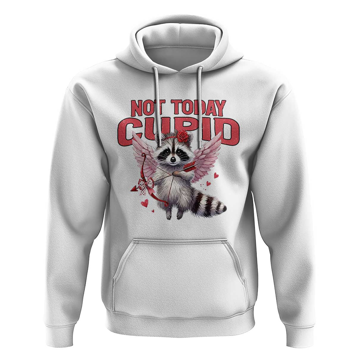 Funny Raccoon Cupid Anti Valentine Hoodie Not Today Cupid
