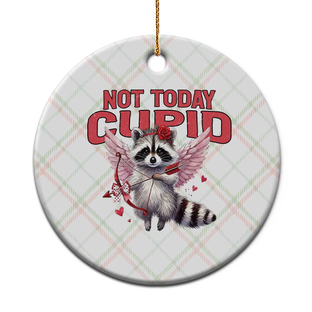 Funny Raccoon Cupid Anti Valentine Ceramic Ornament Not Today Cupid