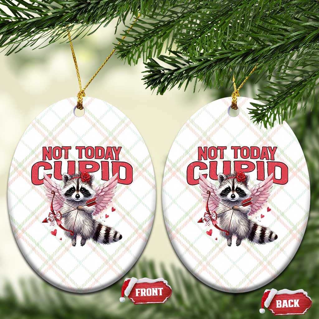 Funny Raccoon Cupid Anti Valentine Ceramic Ornament Not Today Cupid