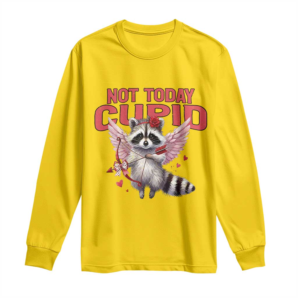 Funny Raccoon Cupid Anti Valentine Long Sleeve Shirt Not Today Cupid