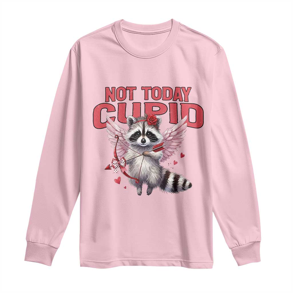 Funny Raccoon Cupid Anti Valentine Long Sleeve Shirt Not Today Cupid