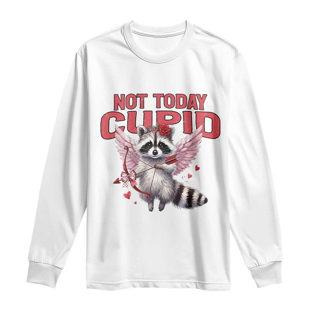 Funny Raccoon Cupid Anti Valentine Long Sleeve Shirt Not Today Cupid