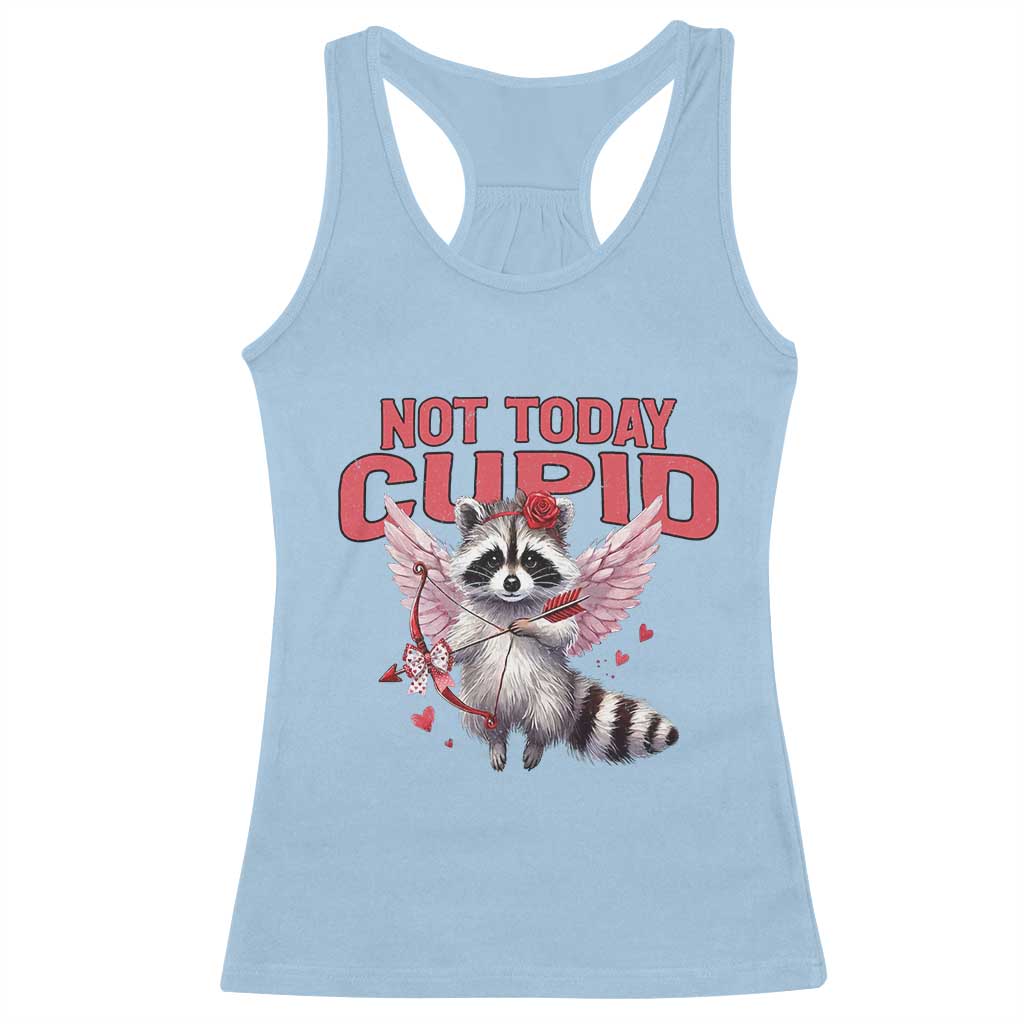 Funny Raccoon Cupid Anti Valentine Racerback Tank Top Not Today Cupid