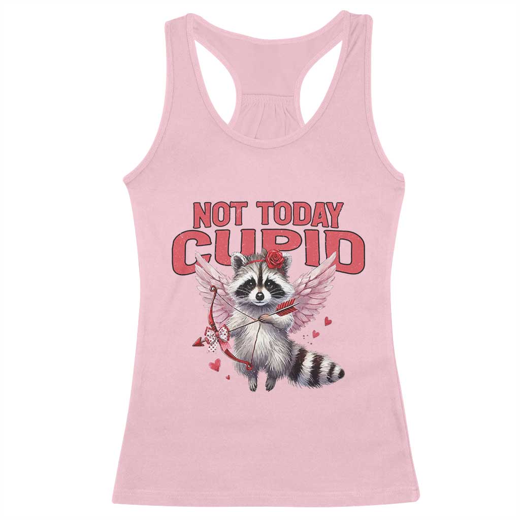 Funny Raccoon Cupid Anti Valentine Racerback Tank Top Not Today Cupid