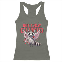 Funny Raccoon Cupid Anti Valentine Racerback Tank Top Not Today Cupid