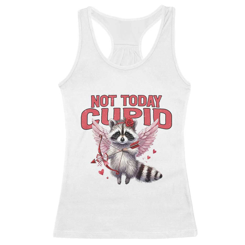 Funny Raccoon Cupid Anti Valentine Racerback Tank Top Not Today Cupid