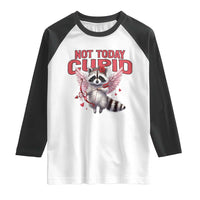 Funny Raccoon Cupid Anti Valentine Raglan Shirt Not Today Cupid