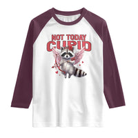 Funny Raccoon Cupid Anti Valentine Raglan Shirt Not Today Cupid