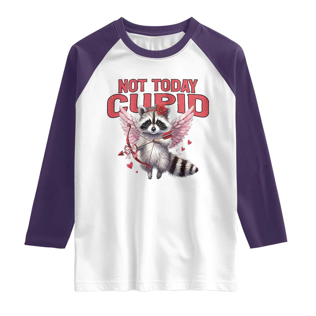 Funny Raccoon Cupid Anti Valentine Raglan Shirt Not Today Cupid