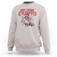 Funny Raccoon Cupid Anti Valentine Sweatshirt Not Today Cupid