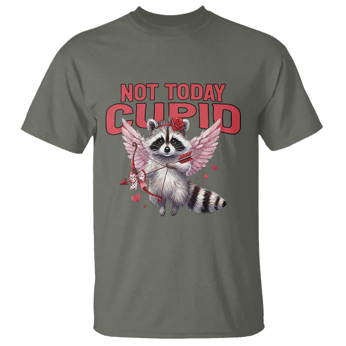 Funny Raccoon Cupid Anti Valentine T Shirt Not Today Cupid
