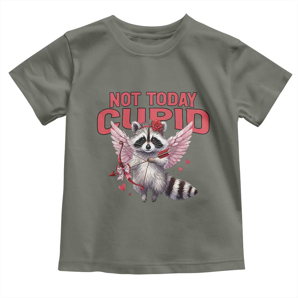 Funny Raccoon Cupid Anti Valentine Toddler T Shirt Not Today Cupid