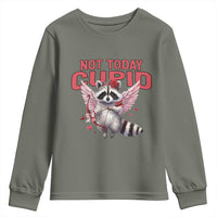 Funny Raccoon Cupid Anti Valentine Youth Sweatshirt Not Today Cupid