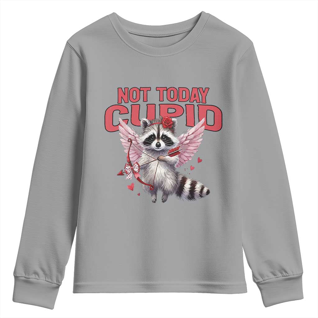 Funny Raccoon Cupid Anti Valentine Youth Sweatshirt Not Today Cupid