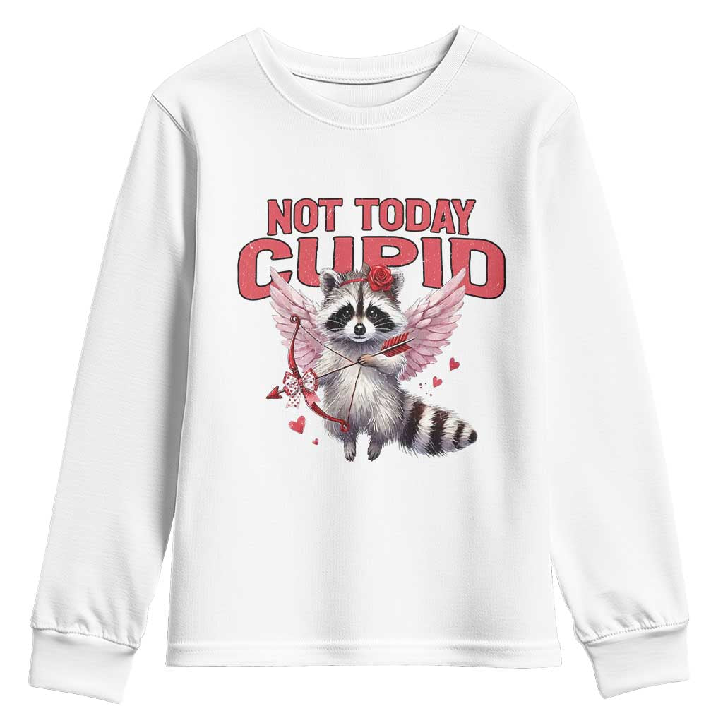 Funny Raccoon Cupid Anti Valentine Youth Sweatshirt Not Today Cupid