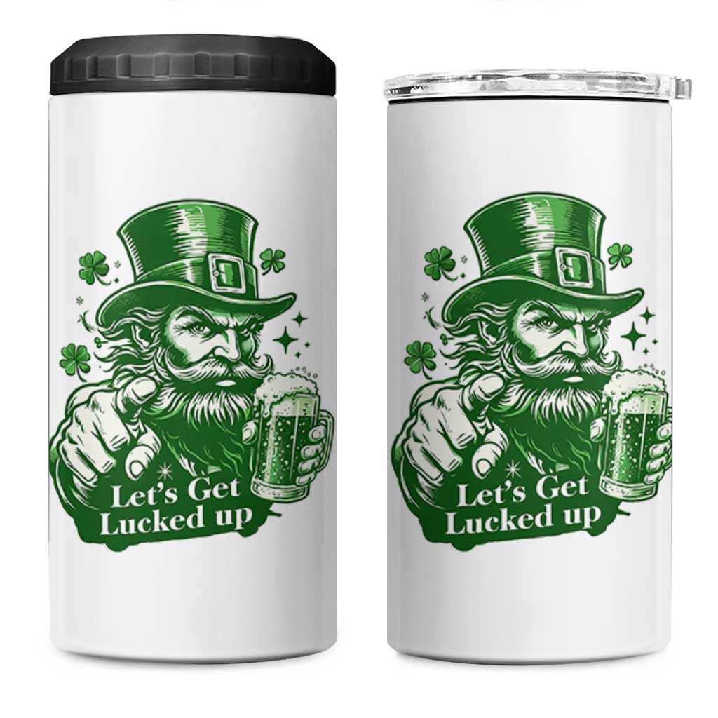 Lets Get Lucked Up 4 in 1 Can Cooler Tumbler St Patricks Day Party Humor
