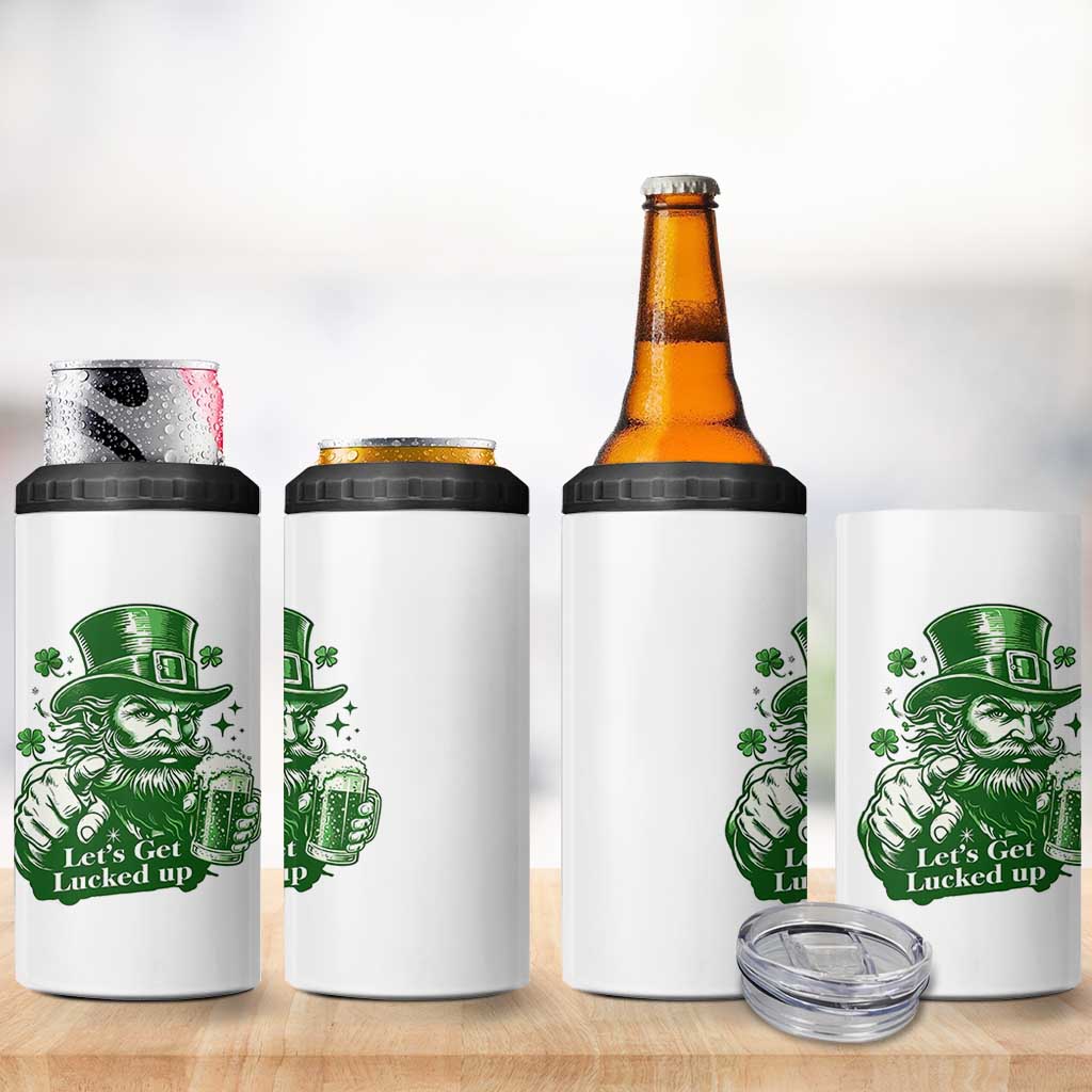 Lets Get Lucked Up 4 in 1 Can Cooler Tumbler St Patricks Day Party Humor