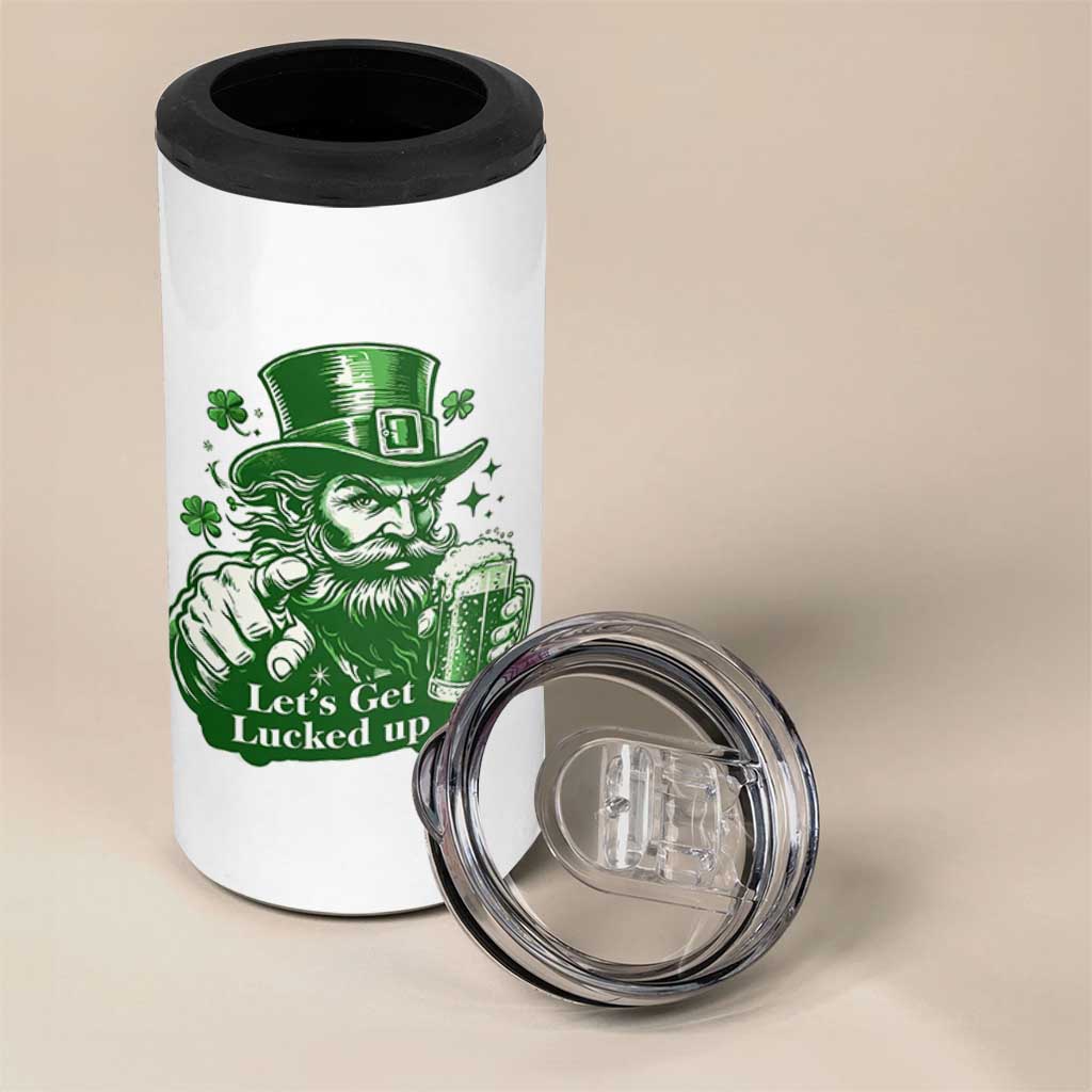 Lets Get Lucked Up 4 in 1 Can Cooler Tumbler St Patricks Day Party Humor
