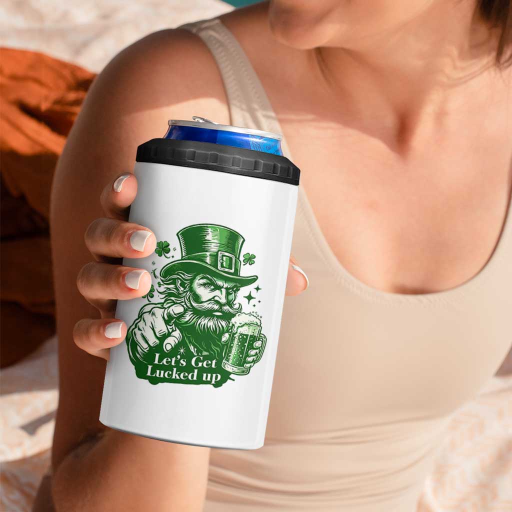 Lets Get Lucked Up 4 in 1 Can Cooler Tumbler St Patricks Day Party Humor
