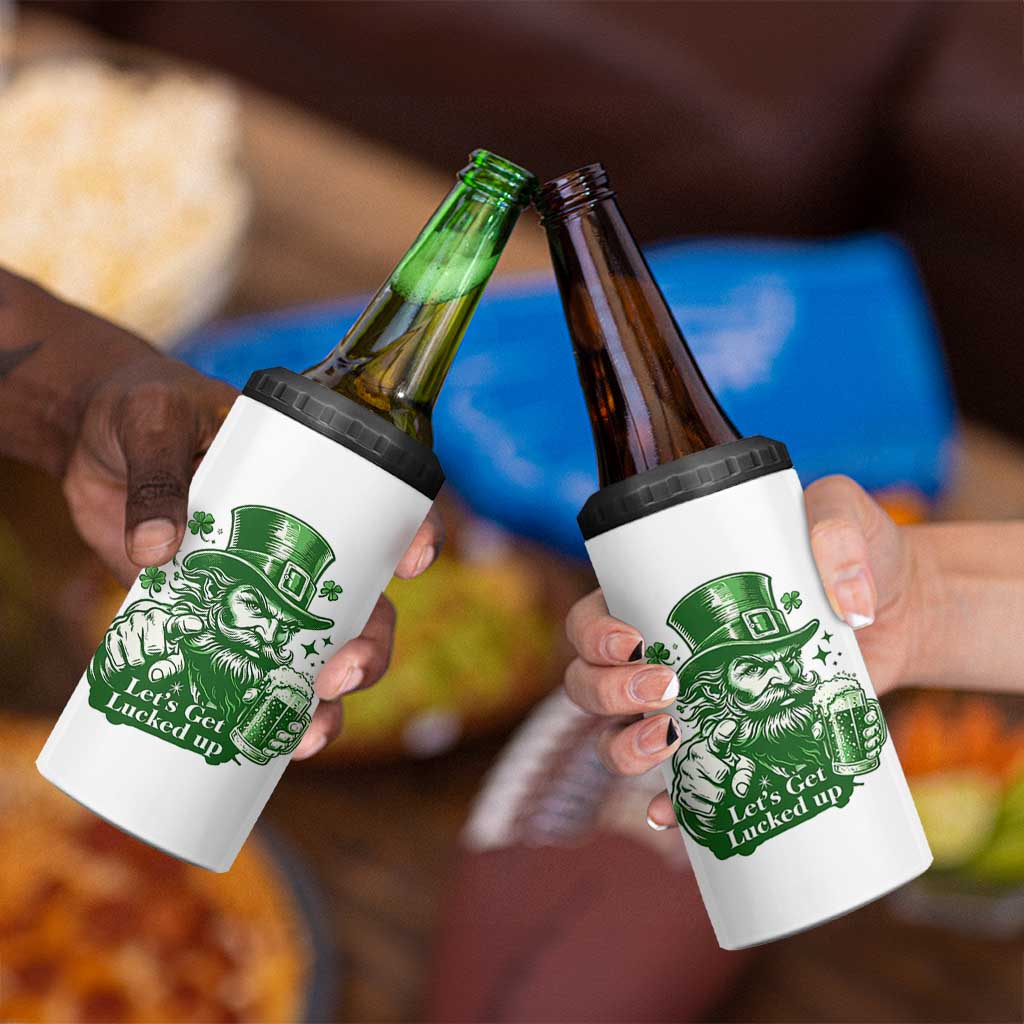 Lets Get Lucked Up 4 in 1 Can Cooler Tumbler St Patricks Day Party Humor