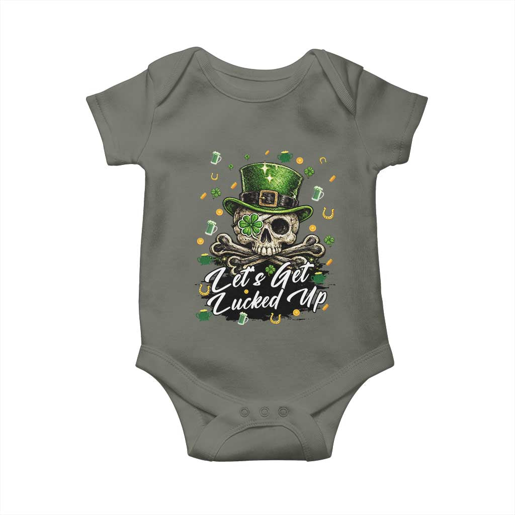 Lets Get Lucked Up Baby Onesie Lucky Skeleton St Patricks Day