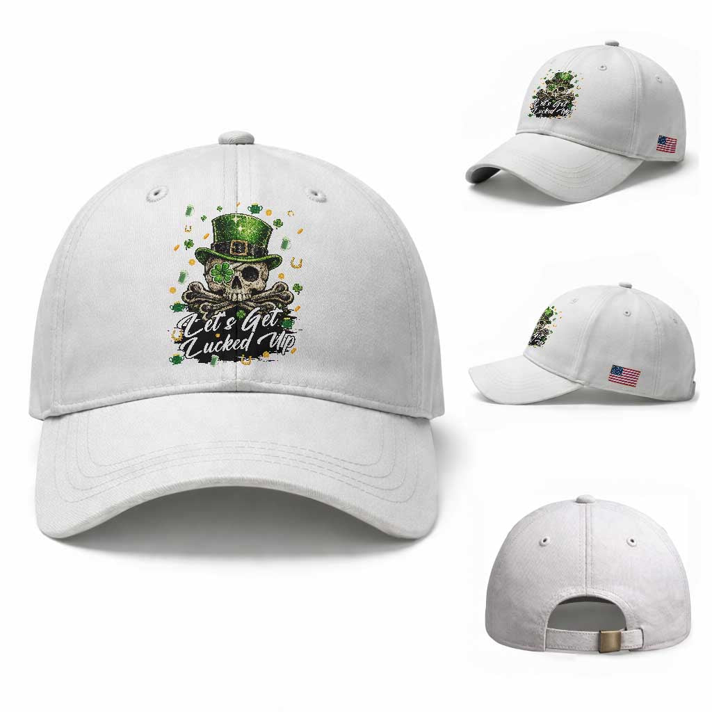 Lets Get Lucked Up Baseball Cap Lucky Skeleton St Patricks Day
