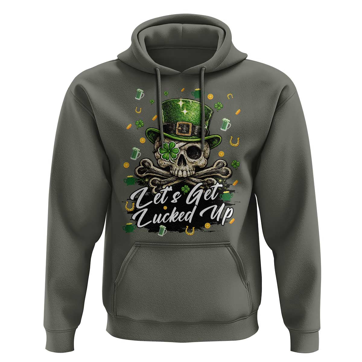 Lets Get Lucked Up Hoodie Lucky Skeleton St Patricks Day