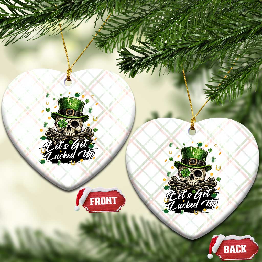 Lets Get Lucked Up Ceramic Ornament Lucky Skeleton St Patricks Day