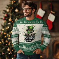 Lets Get Lucked Up Ugly Christmas Sweater Lucky Skeleton St Patricks Day