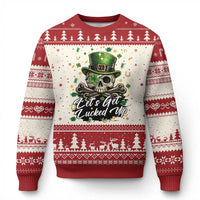 Lets Get Lucked Up Ugly Christmas Sweater Lucky Skeleton St Patricks Day