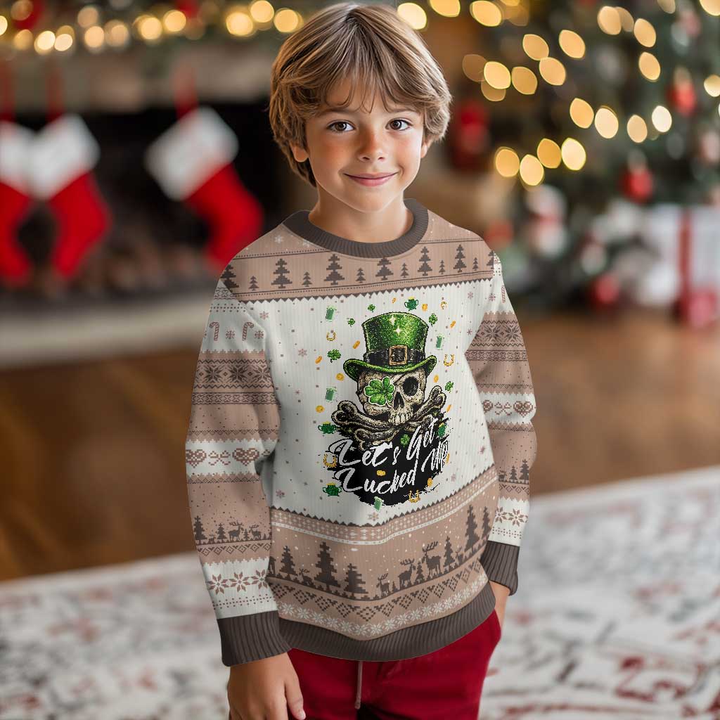 Lets Get Lucked Up Ugly Christmas Sweater Lucky Skeleton St Patricks Day