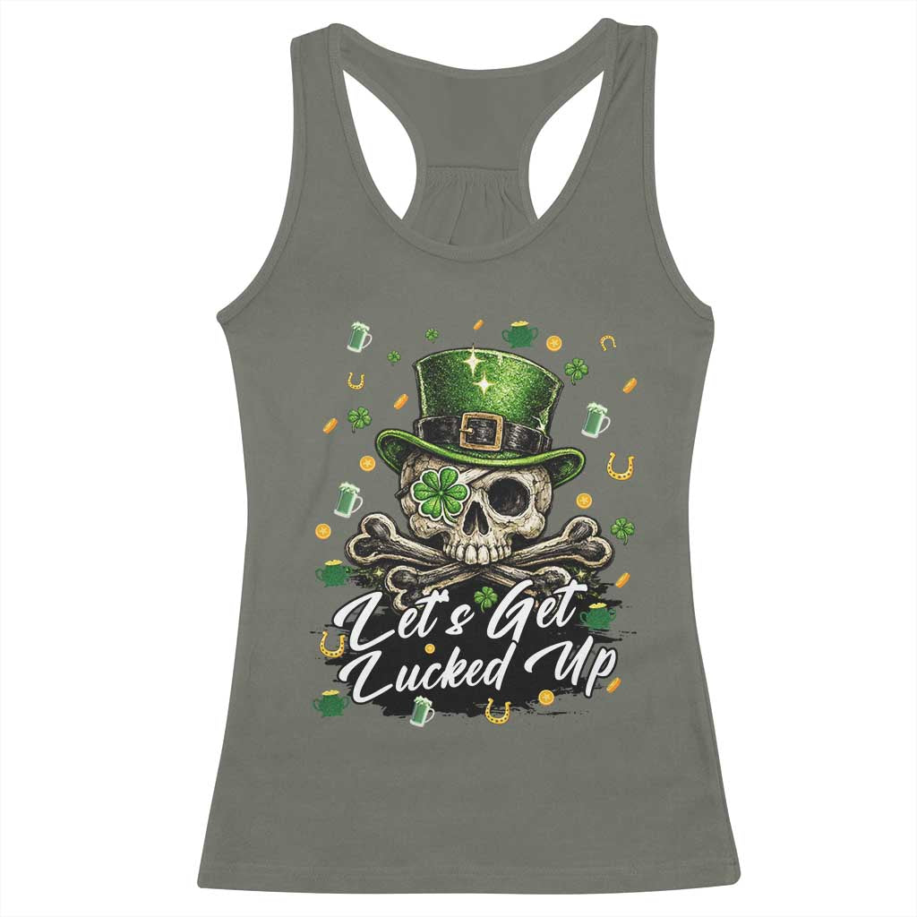Lets Get Lucked Up Racerback Tank Top Lucky Skeleton St Patricks Day