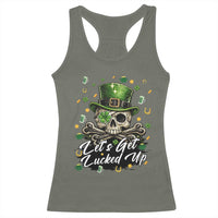 Lets Get Lucked Up Racerback Tank Top Lucky Skeleton St Patricks Day